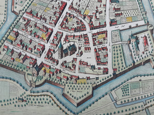 Wageningen Stadsplattegrond in vogelvluchtperspectief - Frederick de Wit - 1698