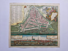 Load image in Gallery view, Rotterdam Stadsplattegrond en aanzicht - M Seutter - circa 1740