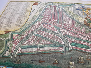 Rotterdam Stadsplattegrond en aanzicht - M Seutter - circa 1740