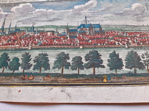 Leiden Stadsplattegrond en aanzicht - M Seutter - circa 1740