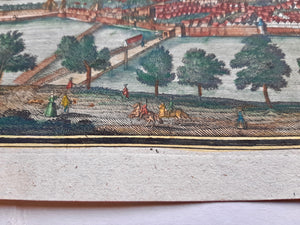 Leiden Stadsplattegrond en aanzicht - M Seutter - circa 1740
