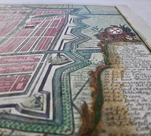 Leiden Stadsplattegrond en aanzicht - M Seutter - circa 1740