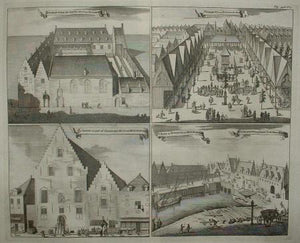 MIDDELBURG Engelse kerk Vismarkt Gevangenhuis Stadsschuur - M Smallegange - 1696