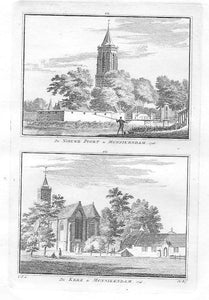 MONNICKENDAM Nieuwe Poort en kerk - H Spilman - ca. 1750
