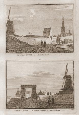 MEDEMBLIK Westerpoort en Braakpoort - H Spilman - ca. 1750
