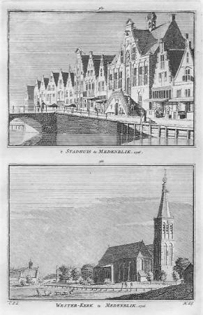 MEDEMBLIK Stadhuis en Westerkerk - H Spilman - ca. 1750