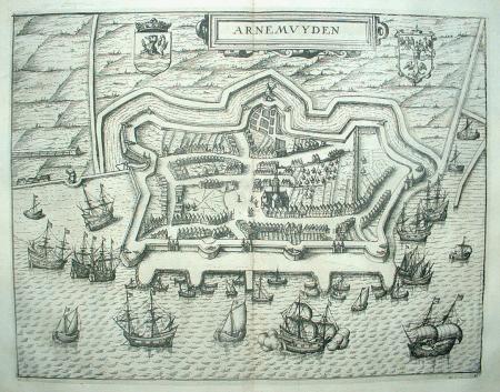 ARNEMUIDEN Stadsplattegrond - WJ Blaeu / L Guicciardini - 1612