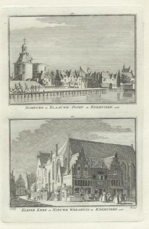 ENKHUIZEN Domburg en Kleine kerk - H Spilman - ca. 1750