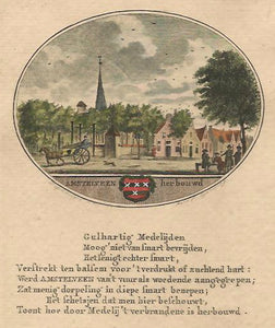 AMSTELVEEN Gezicht op het dorp na de brand van 1792 - Van Ollefen & Bakker - 1793