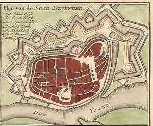 DEVENTER Stadsplattegrond - H de Leth - 1740