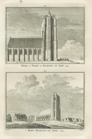 EGMOND AAN ZEE Kerk en dorp - H Spilman - ca. 1750
