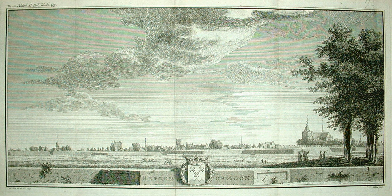 BERGEN OP ZOOM Gezicht op de stad - JC Philips - ca. 1745