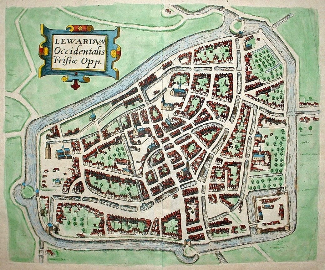 LEEUWARDEN Stadsplattegrond - C Claesz / L Guicciardini - 1609