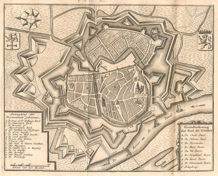 ZUTPHEN Stadsplattegrond - I Tirion - ca. 1745