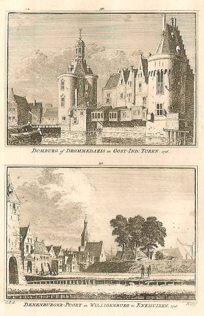 ENKHUIZEN Domburg en Denenburgerpoort - H Spilman - ca. 1750