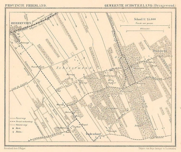 SCHOTERLAND ORANJEWOUD Met Heerenveen - Kuijper/Suringar - ca. 1867