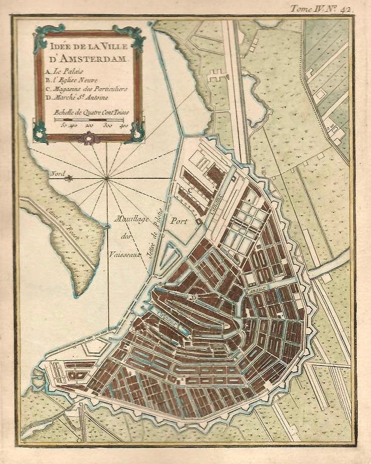 AMSTERDAM Stadsplattegrond - JN Bellin - 1764