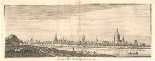 ZUTPHEN Gezicht op de stad - H Spilman - ca. 1750