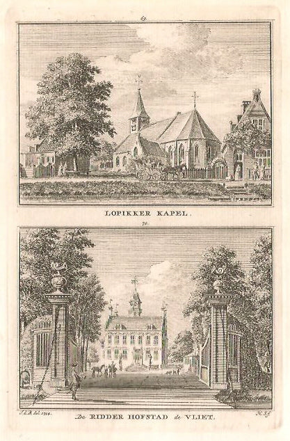 LOPIK Lopikerkapel en Ridderhofstad de Vliet - H Spilman - ca. 1750