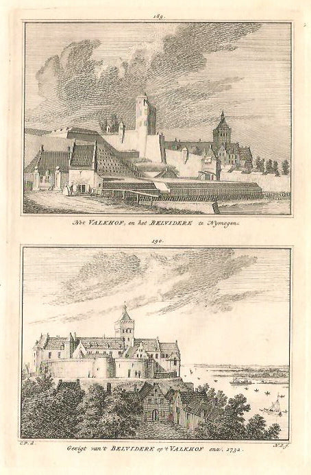 NIJMEGEN Het Valkhof en Belvidere - H Spilman - ca. 1750