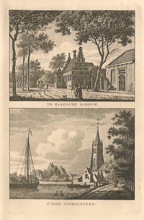 VOORSCHOTEN Dorp Voorschoten en herberg De Haagsche Schouw - KF Bendorp - 1793