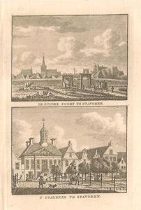 STAVOREN: Zuiderpoort en Stadhuis - KF Bendorp - 1793