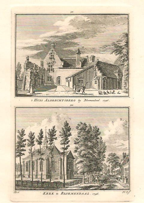 BLOEMENDAAL Albrechtsberg en Kerk - H Spilman - ca. 1750