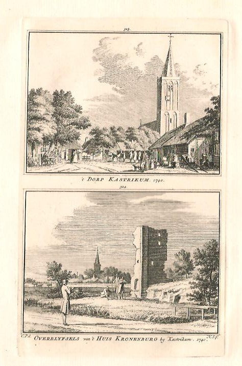 CASTRICUM Twee gezichten op een blad - H Spilman - ca. 1750