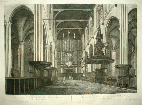 AMSTERDAM Nieuwe Kerk Interieur met orgel - P Fouquet - 1783
