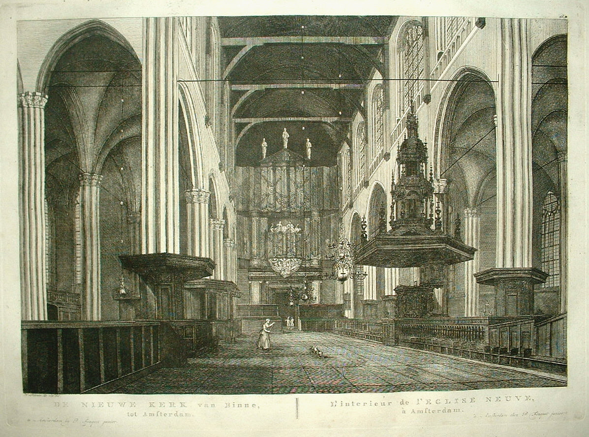 AMSTERDAM Nieuwe Kerk Interieur met orgel - P Fouquet - 1783