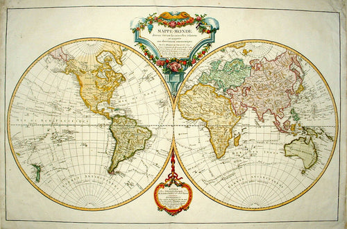 Wereld - CF Delamarche 1804 / G Robert de Vaugondy - ca. 1750