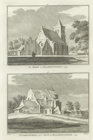 ELLEWOUTSDIJK Twee gezichten op een blad - H Spilman - ca. 1750