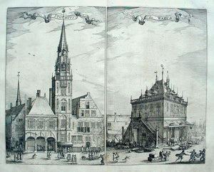 AMSTERDAM Dam Oude Stadhuis en Waag - WJ Blaeu / L Guicciardini - 1613