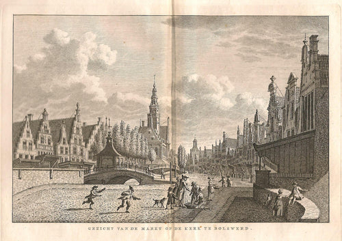 BOLSWARD Gezicht van de markt op de kerk - KF Bendorp - 1793