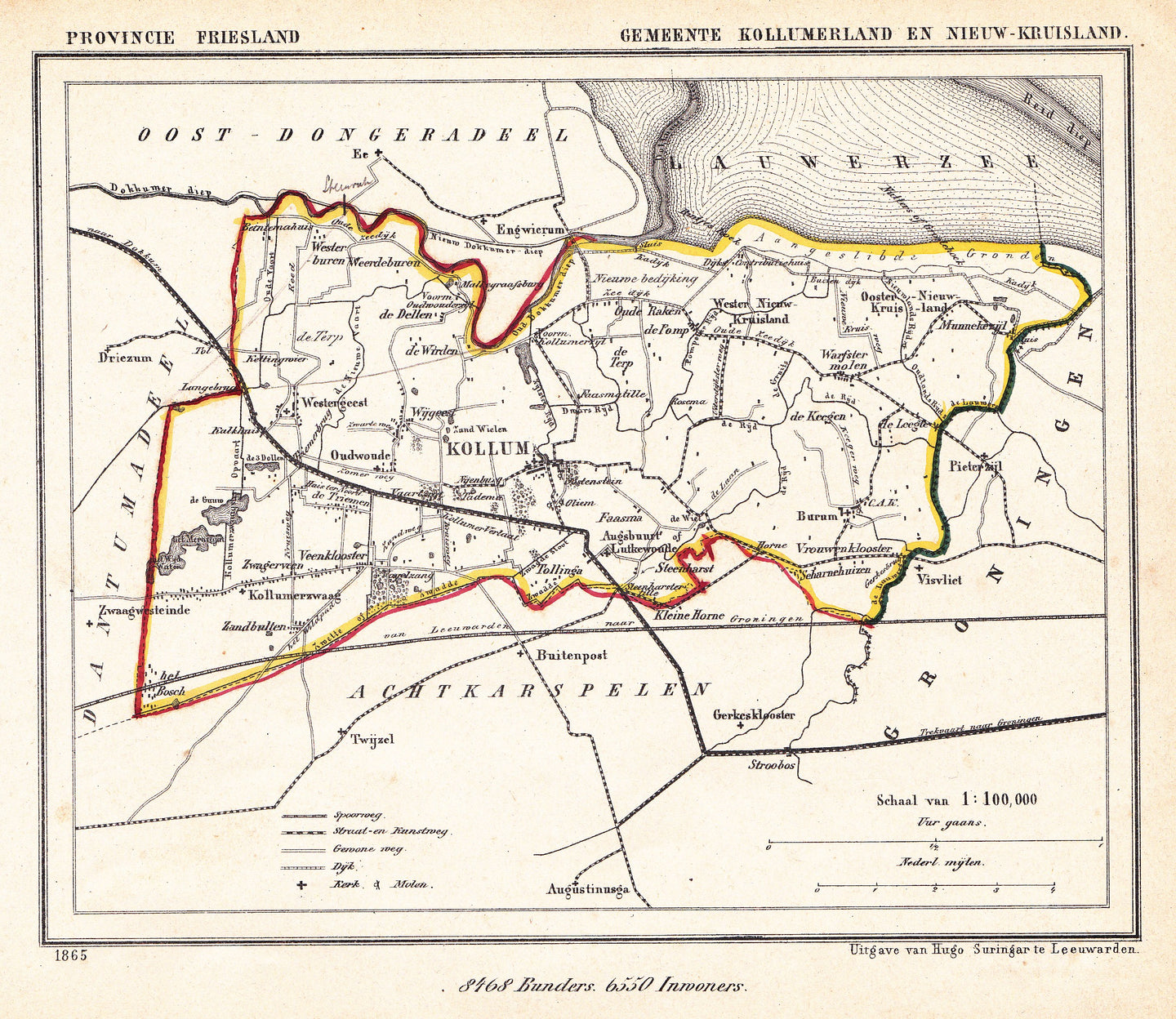 KOLLUMERLAND en NIEUWKRUISLAND - Kuijper/Suringar - 1865