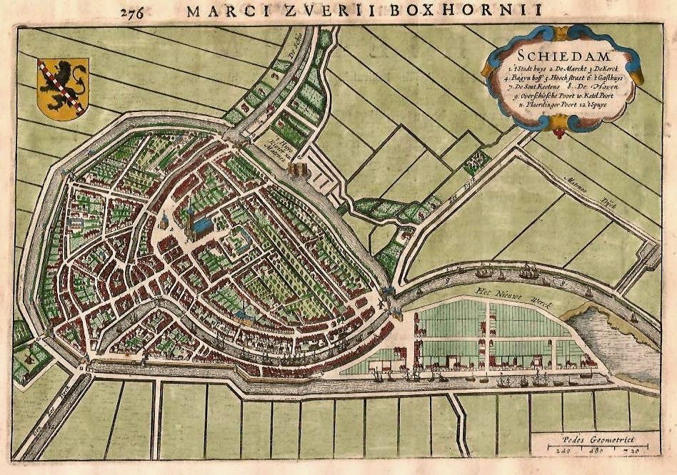 SCHIEDAM Stadsplattegrond - M Boxhorn - 1634
