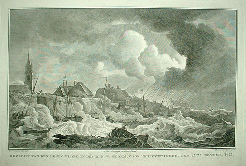 SCHEVENINGEN Hoge vloed voor Schevingen in 1775 - H Kobell / N van der Meer / J Allart - 1778