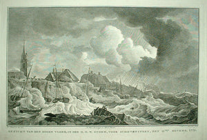 SCHEVENINGEN Hoge vloed voor Schevingen in 1775 - H Kobell / N van der Meer / J Allart - 1778