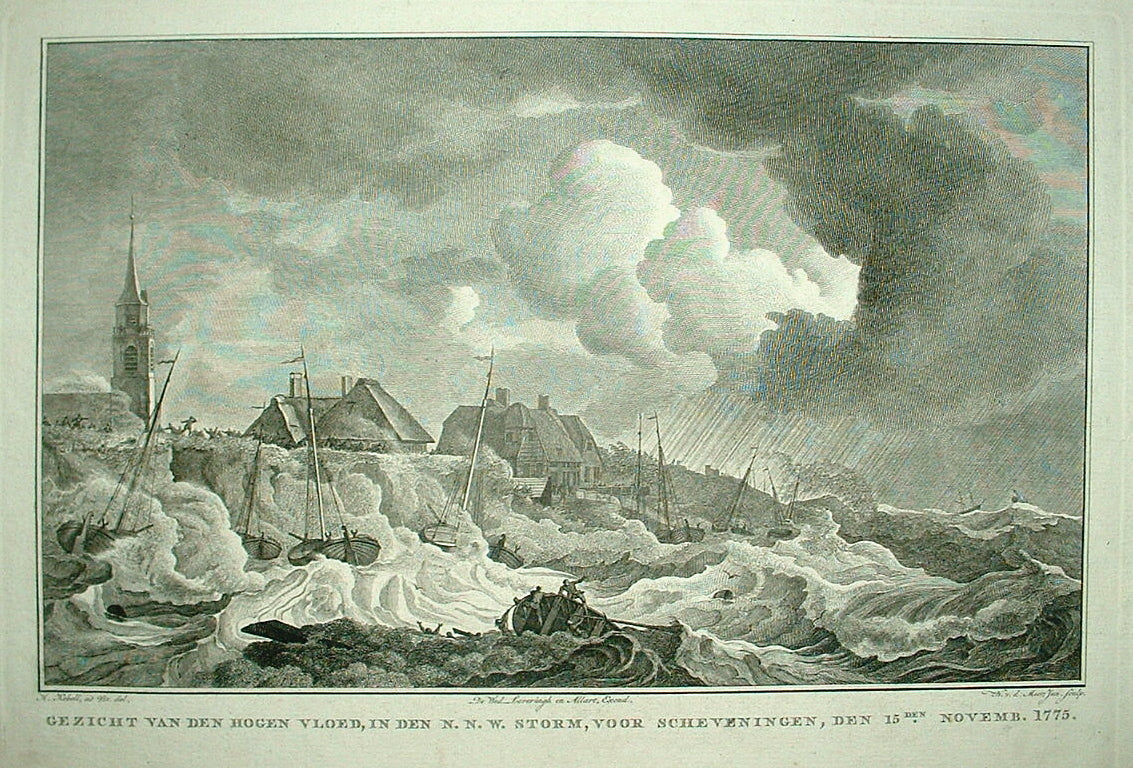 SCHEVENINGEN Hoge vloed voor Schevingen in 1775 - H Kobell / N van der Meer / J Allart - 1778