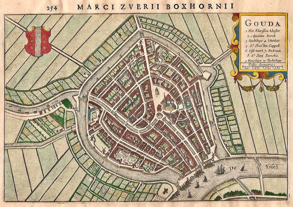 GOUDA Stadsplattegrond - M Boxhorn - 1634