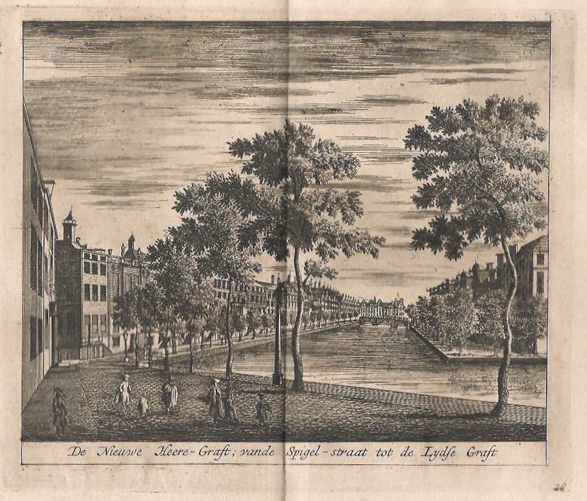 AMSTERDAM Herengracht vanuit de Spiegelstraat - P van der Aa - ca. 1725