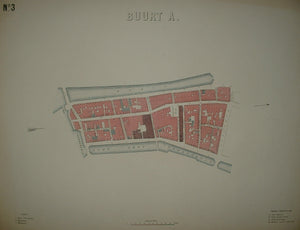 AMSTERDAM  plattegrond van Buurt A Nes/Rokin/Oudezijds Voorburgwal - JC Loman - 1876