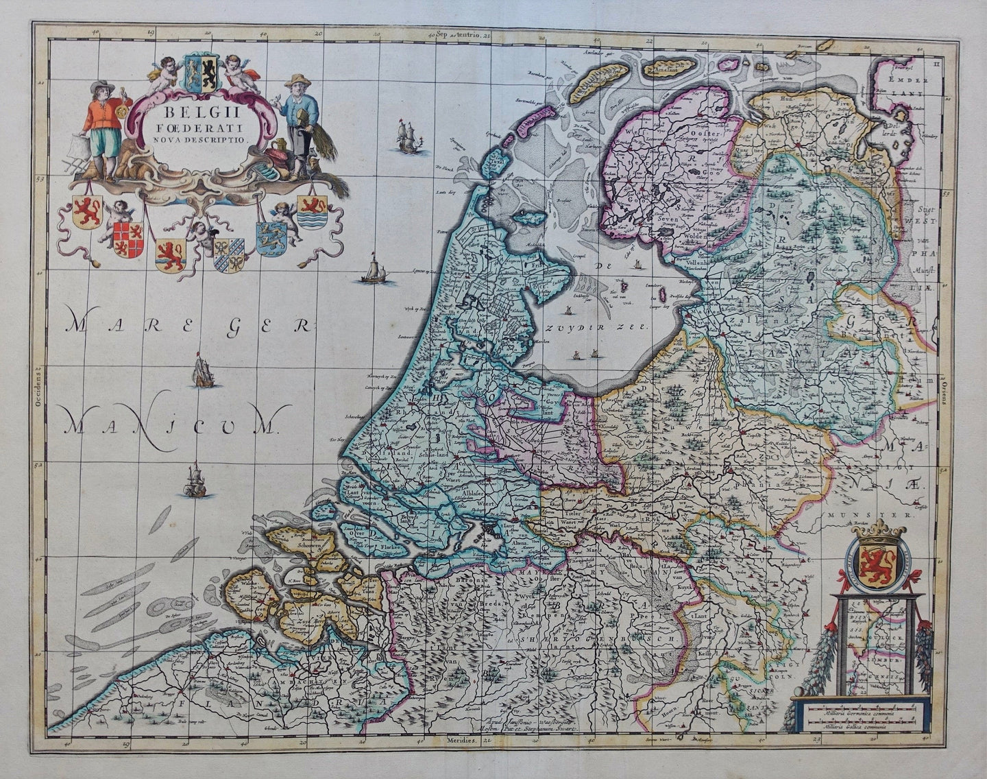 7 provinciën Map of the Seven United Provinces - J Janssonius van Waesbergen / M Pitt - 1682
