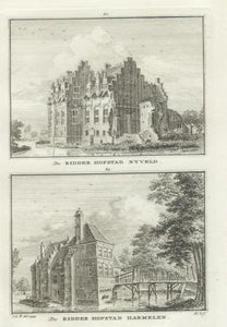 HARMELEN Ridderhofsteden Nyveld en Harmelen - H Spilman - ca. 1750