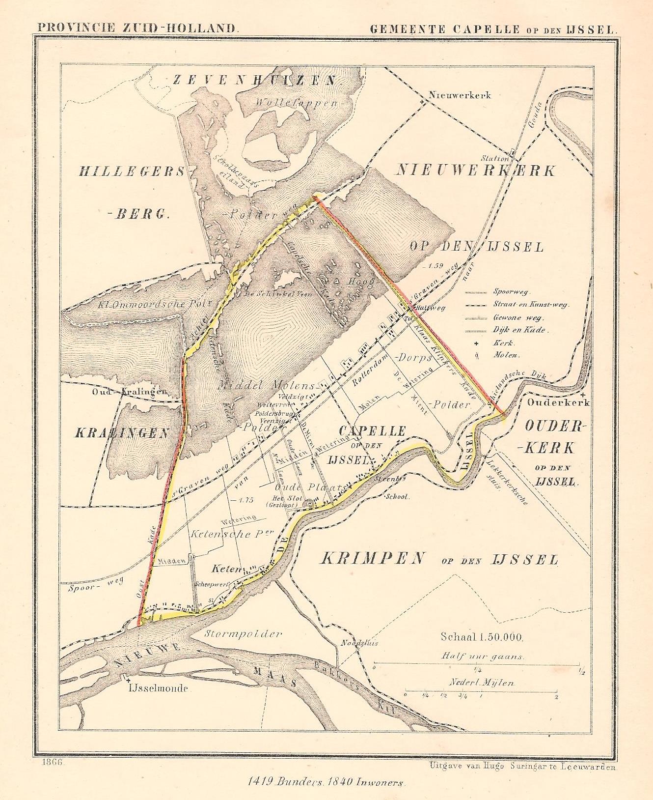 CAPELLE AAN DEN IJSSEL Capelle op den IJssel - J Kuijper / H Suringar - 1866