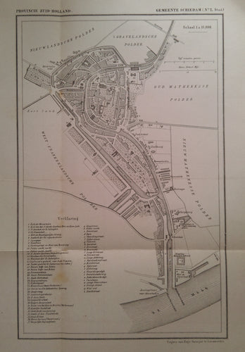 Schiedam, stadsplattegrond - J Kuijper / H Suringar - ca. 1867