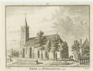 HOOGKARSPEL Gezicht op de kerk - H Spilman - ca. 1750