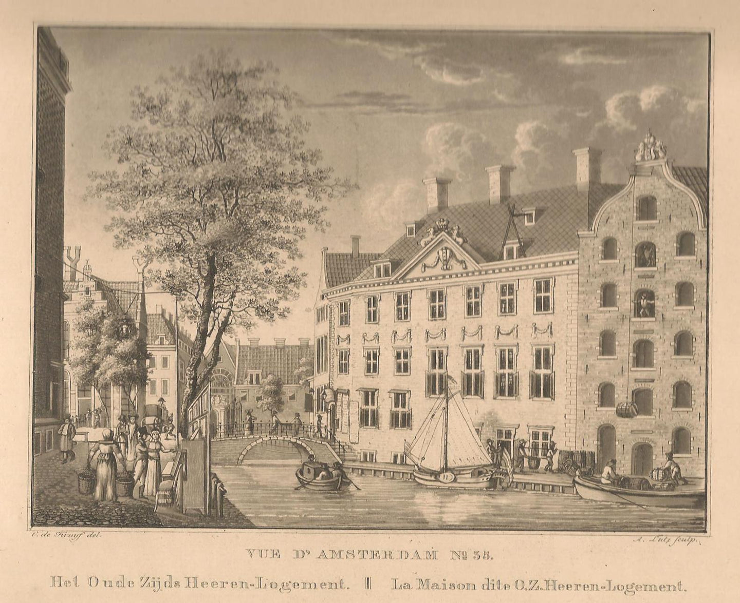 Amsterdam Grimburgwal Oudezijds Herenlogement en Gasthuis - C de Kruyff / F Buffa - 1825