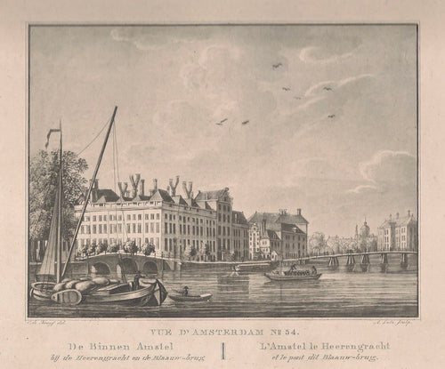 Amsterdam Amstel, Herengracht, Blauwbrug - C de Kruyff / F Buffa - 1825