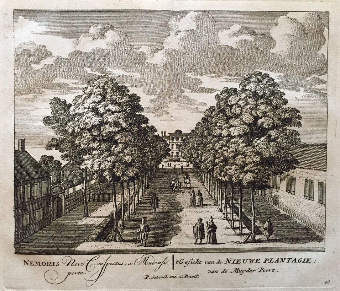 Amsterdam Plantage Middenlaan gezien naar de Muiderpoort - P Schenk - ca. 1708